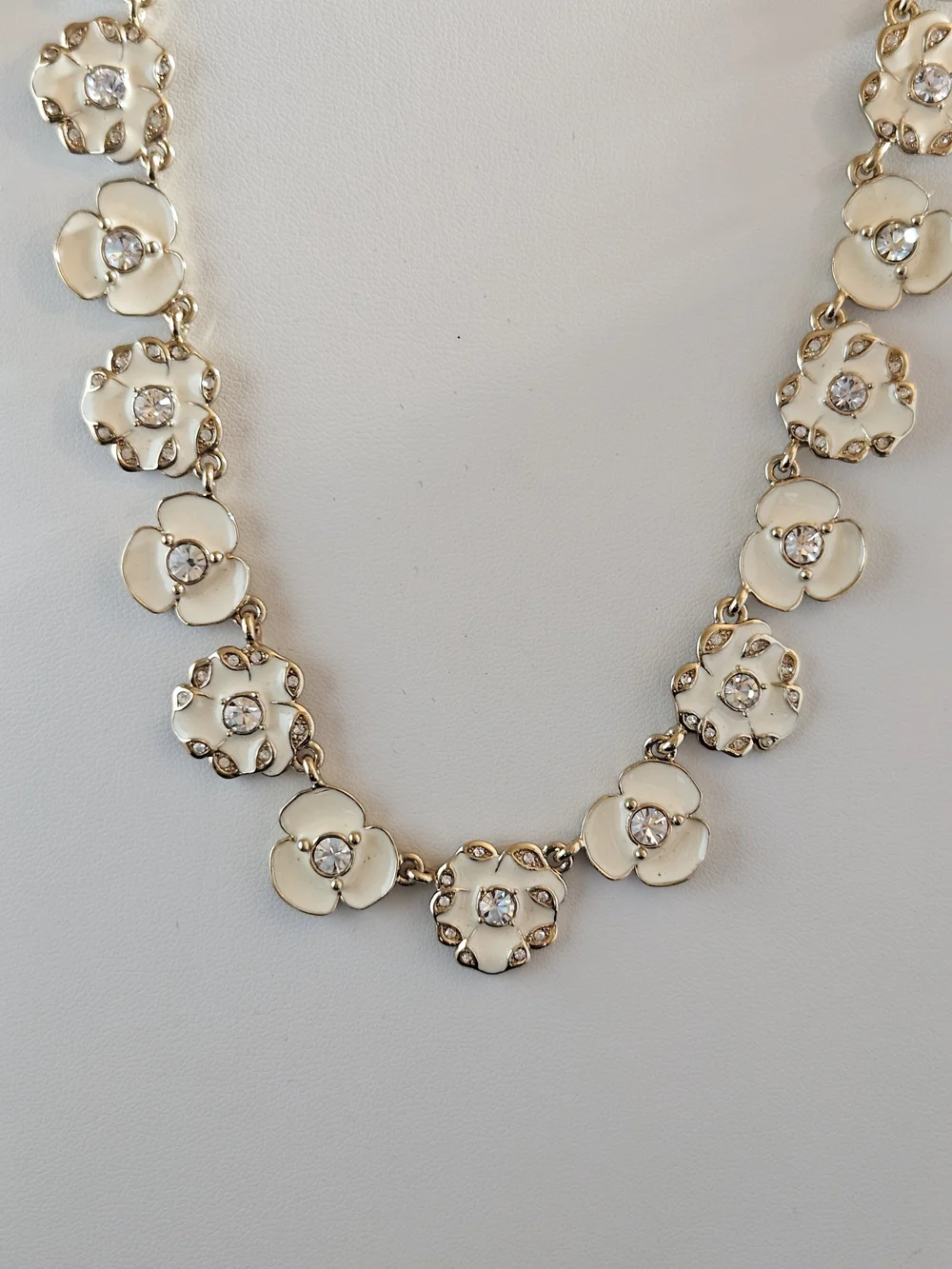 Kate Spade New York Gold-Tone Cream Floral Crystal Station Necklace
